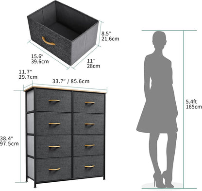 YITAHOME Kommode mit 8 Schubladen Stoff Industrial Stil