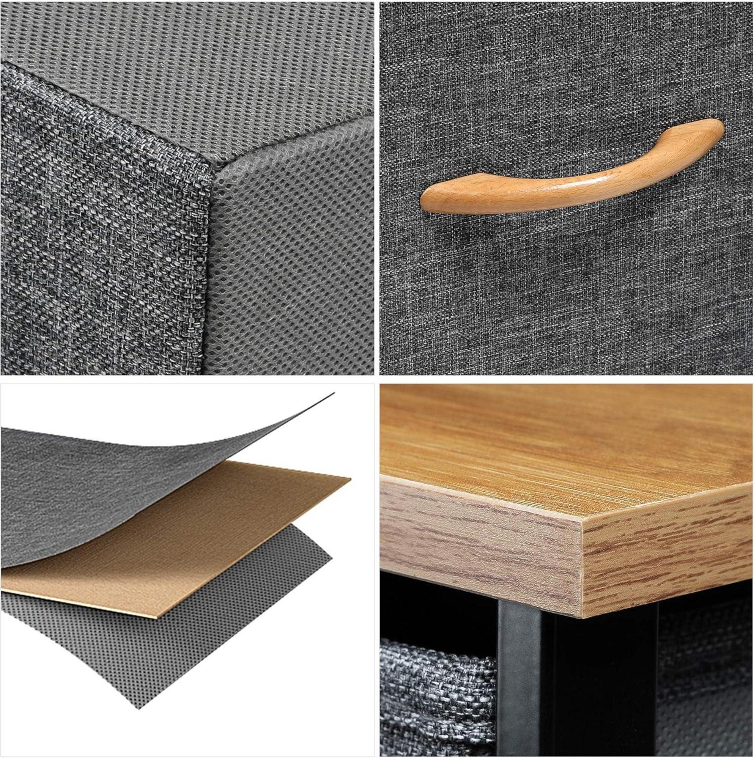 Kommode mit 8 Schubladen aus Stoff, Industrial Stil, Dunkelgrau