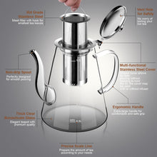 Teekanne Glas Zpose 1200ml mit Siebaufsatz hitzebeständig