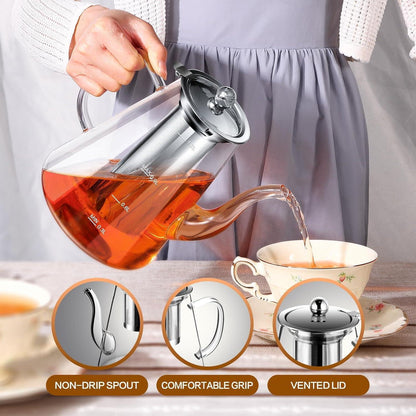 Teekanne Glas Zpose 1200ml mit Siebaufsatz hitzebeständig