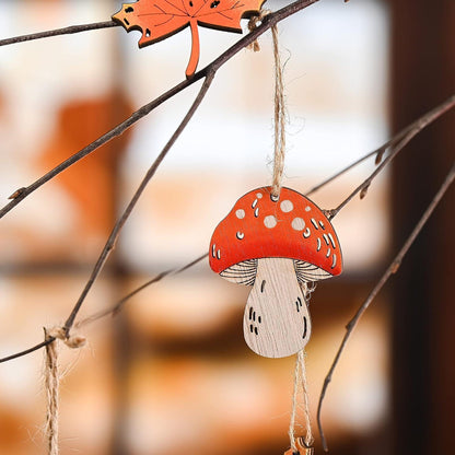 Herbst Deko Hänger 24er Set Ahornblatt Kiefernzapfen Pilz
