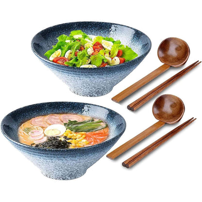 Ramen Schüssel Set Keramik 2x 1000ml Japanisch Vintage für Nudeln & Suppen