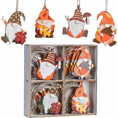 Herbstdeko Holz Anhänger 24er Set 4.5-5.5cm Zwerg Wichtel