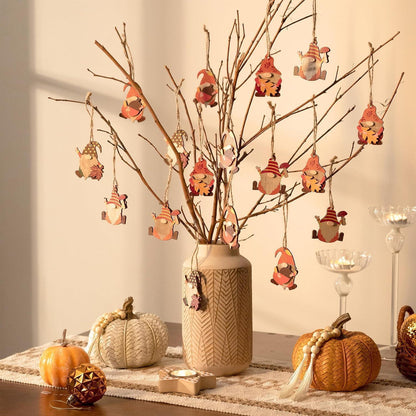 Herbstdeko Holz Anhänger 24er Set 4.5-5.5cm Zwerg Wichtel