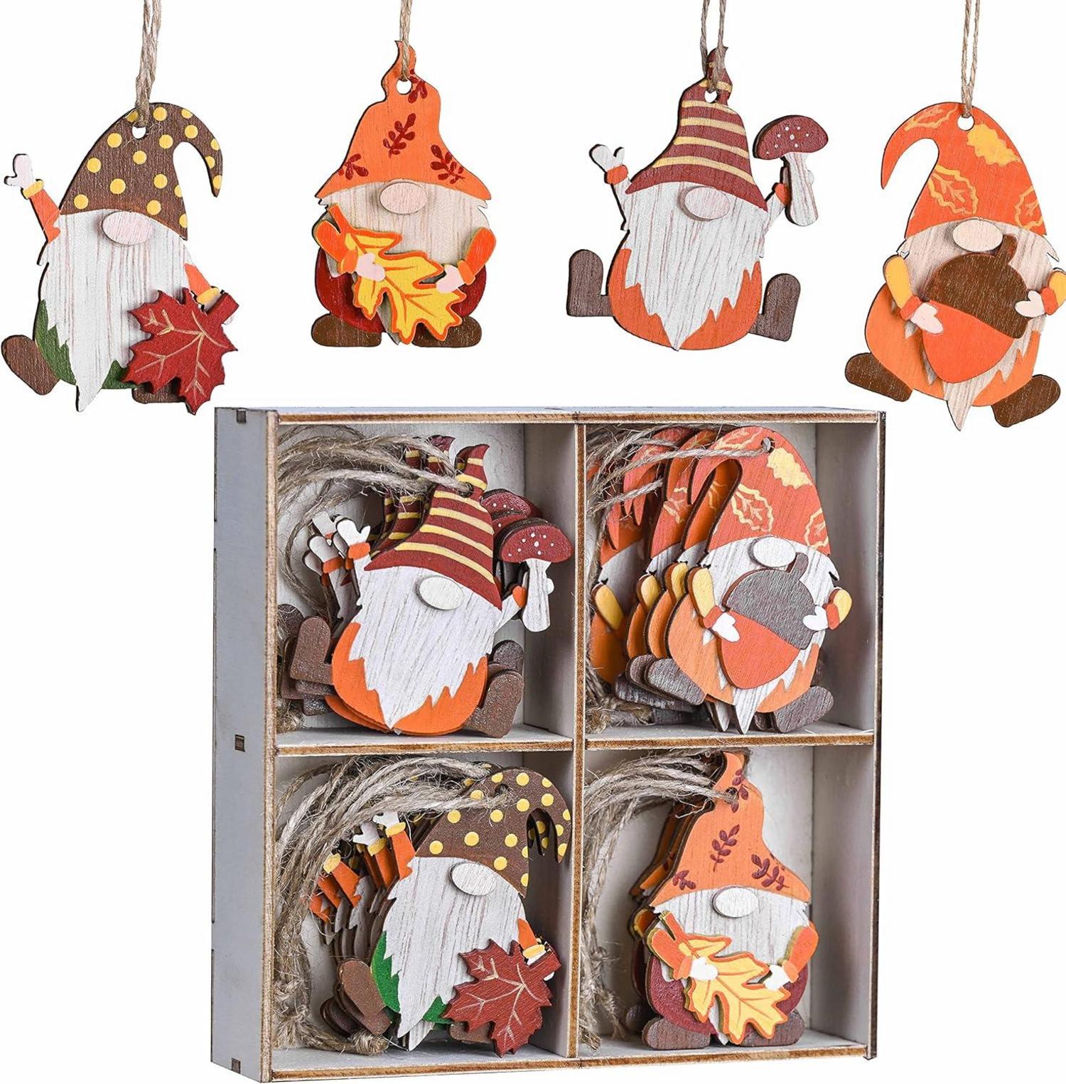 Herbstdeko Hänger Set Zwerg Ahornblatt Pilz Blätter 24er