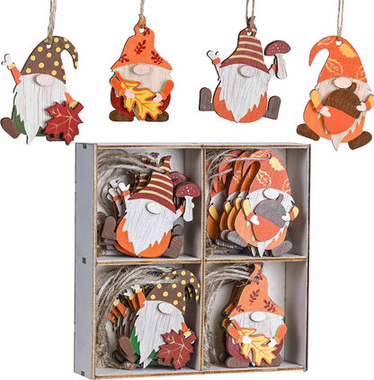 Herbstdeko Hänger Set Zwerg Ahornblatt Pilz Blätter 24er