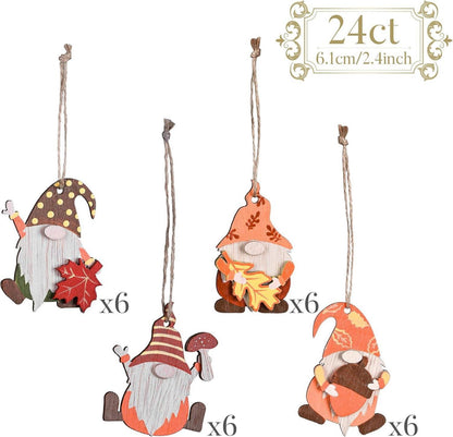 Herbst Deko Hänger Figuren 24er Set 4.5-5.5cm Zwerg Wichtel Ahornblatt