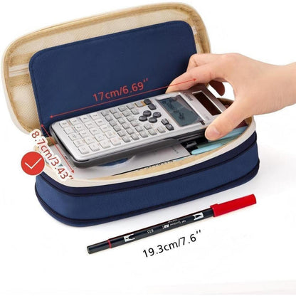 Großes Federmäppchen Aufbewahrung Grau für Studenten