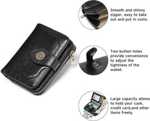 SENDEFN Damen Portemonnaie RFID Leder Klein Schwarz