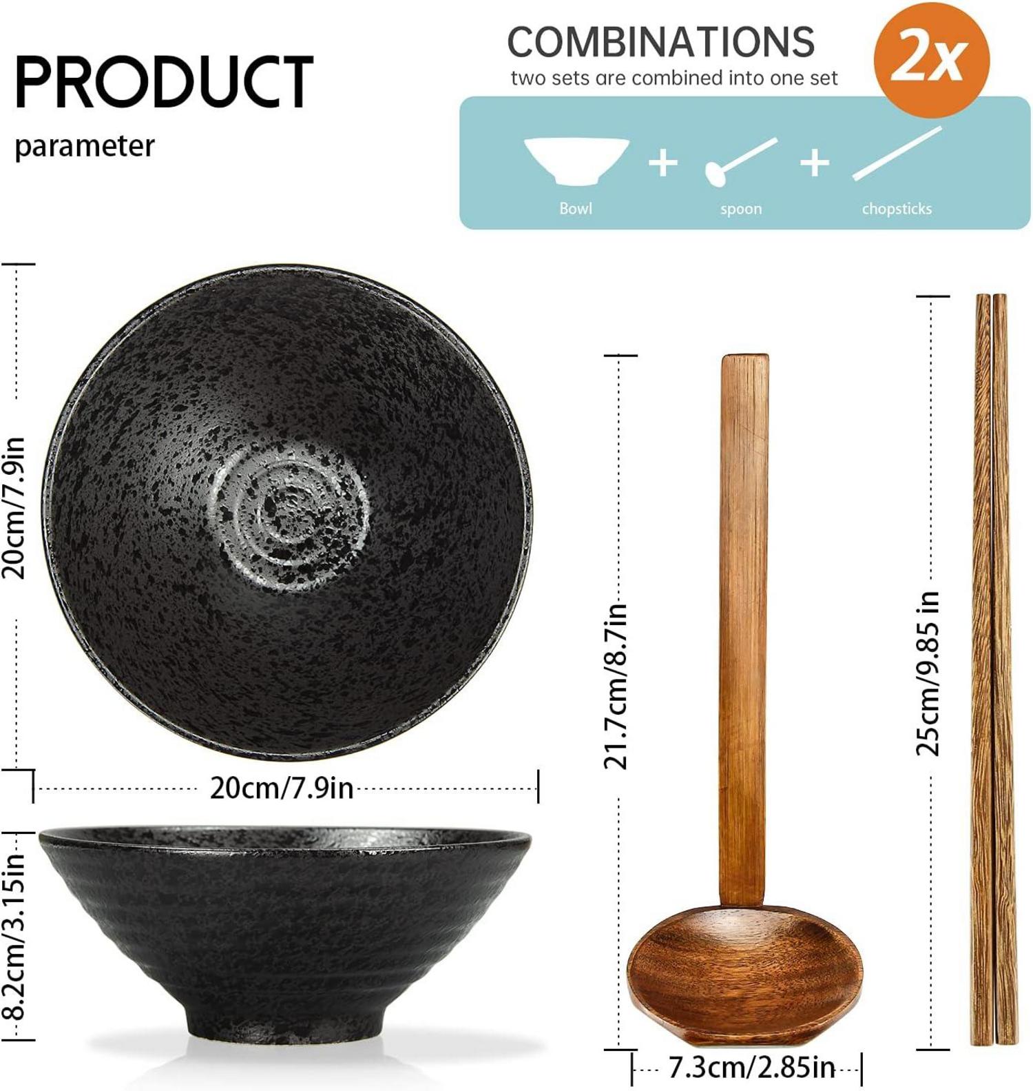 Japanische Ramen Schüssel Set Keramik 2 Vintage 1000ml Udon