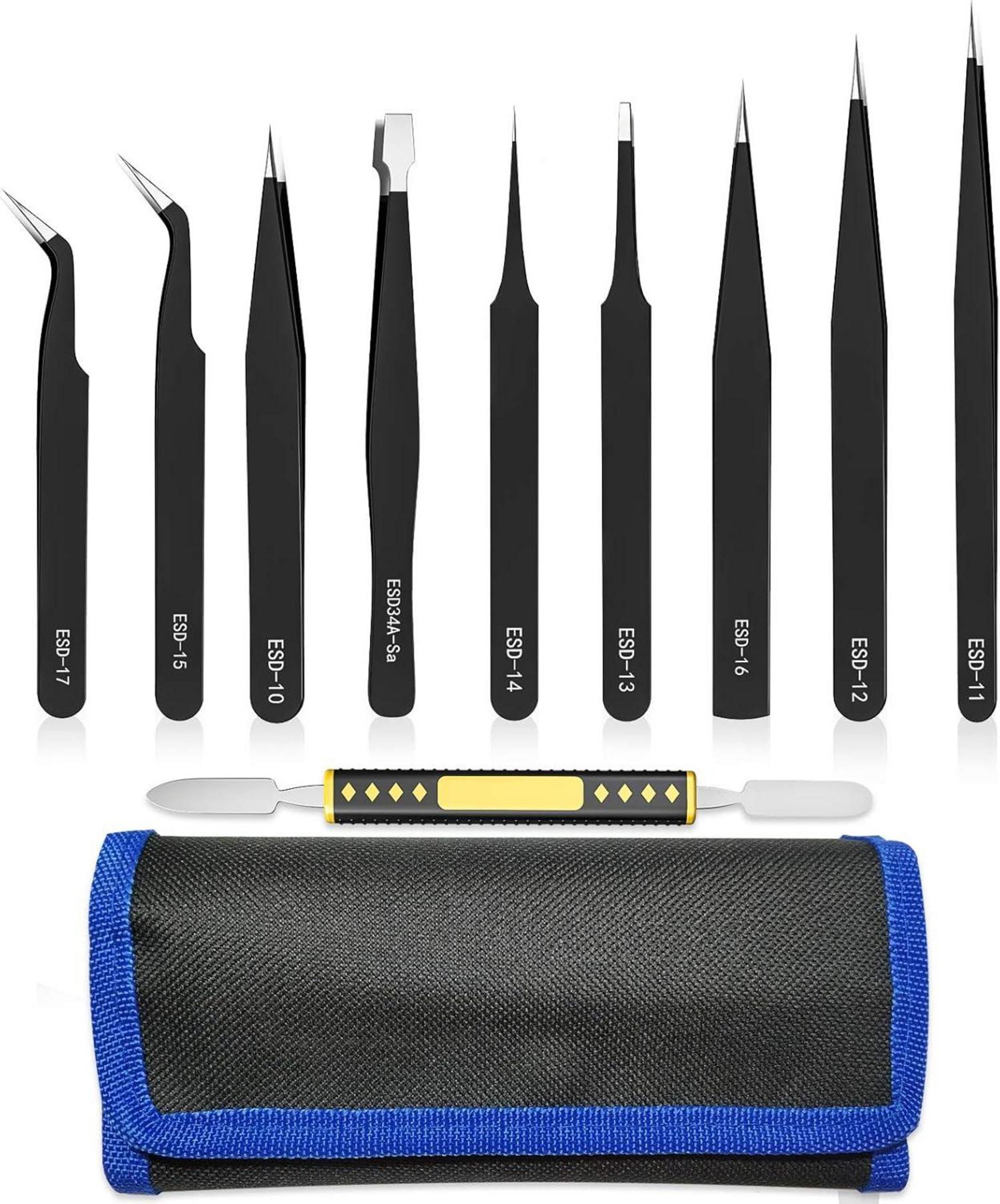 ESD Pinzetten Set 10Stk Präzisions Antistatisch Edelstahl Toolkit