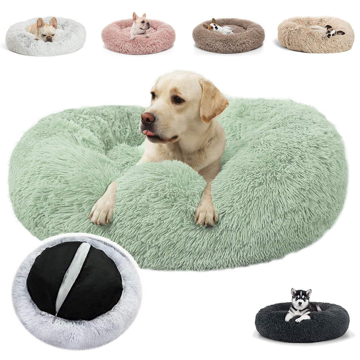 Orthopädisches Hundebett Mittelgroß, Waschbar & Flauschig Grün