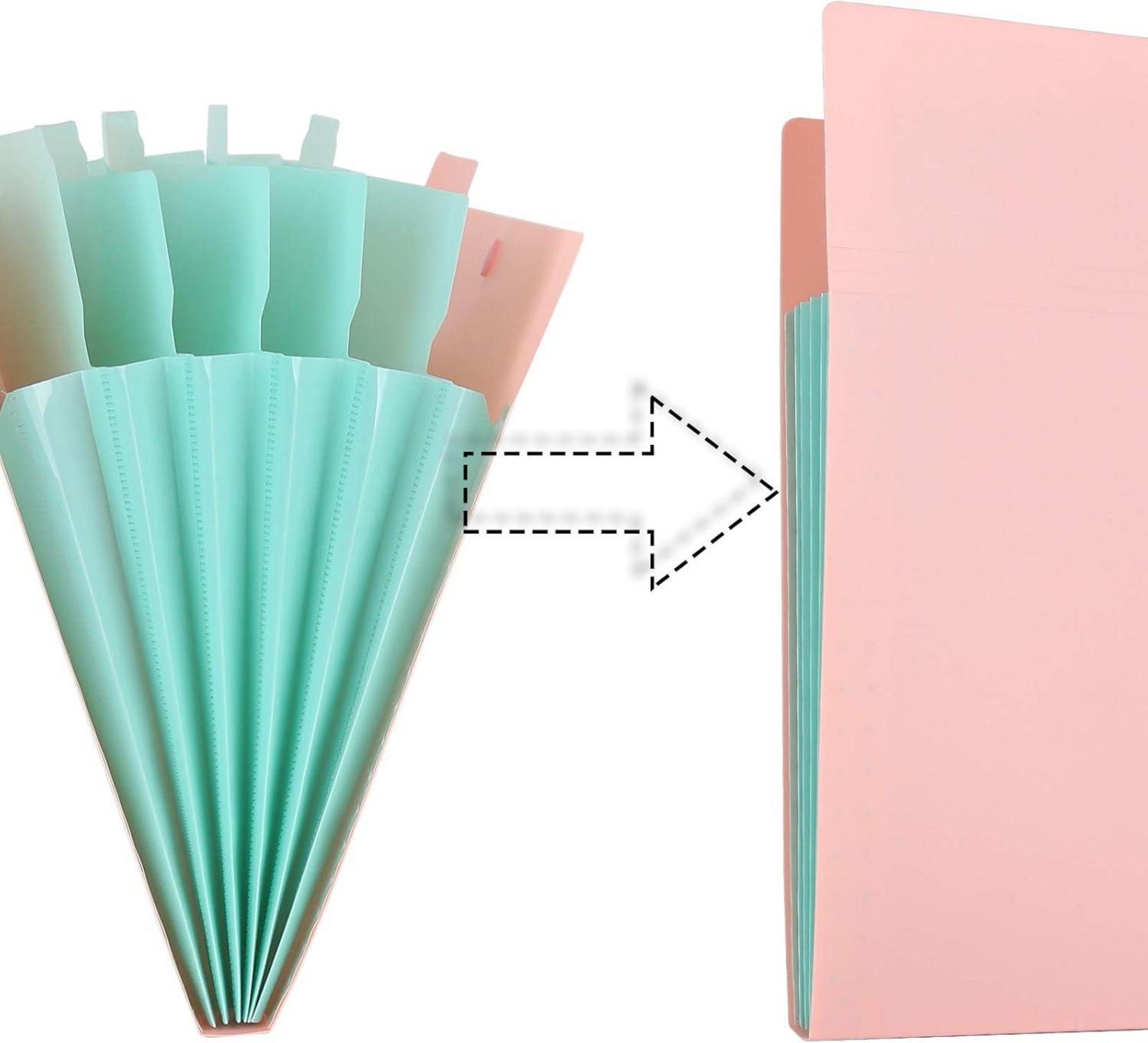 Dokumentenmappe A4 Erweiterbar Tragbar Faechermappe 6 Taschen Rosa