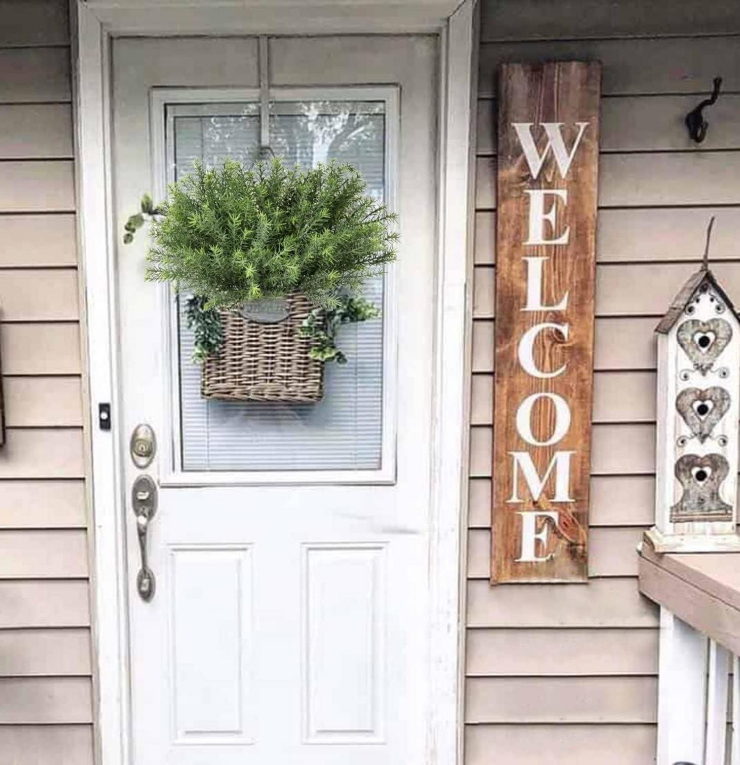 Künstliches Rosmarin Kunstgrün Set 4 Stängel Plastikpflanzen 33cm für Deko, Küche