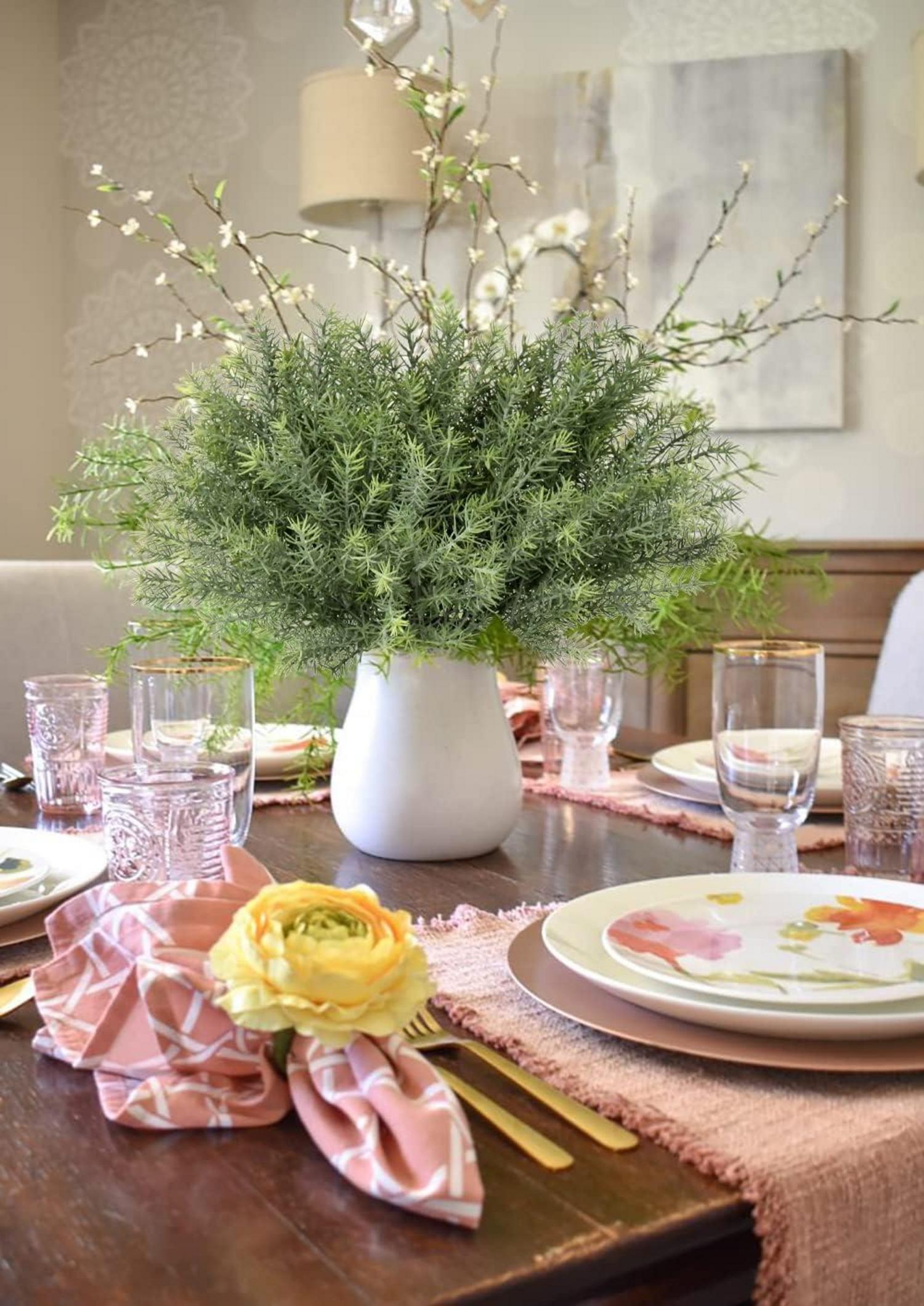 Künstliches Kraut Rosmarin Dekoration Steckstab 33cm Grün/Silber