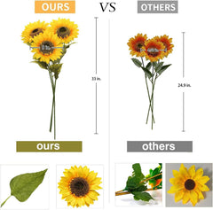 Künstliche Sonnenblumen Deko Blumen Groß Gelb 3 Stücke 9 Zoll