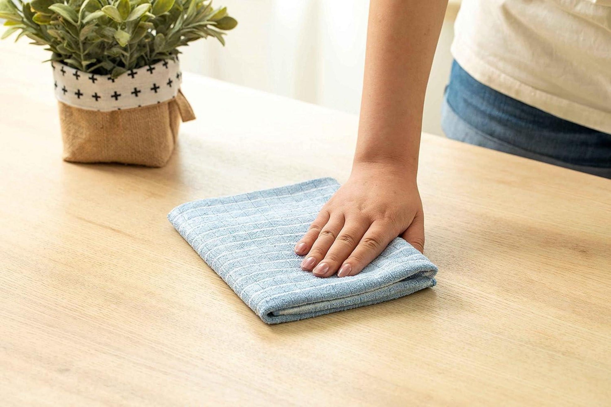 8er-Set Superweiche Bambus Küchentücher Saugfähig 45x65cm Blau