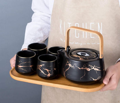 Japanisches Keramik-Teeset, elegante Teekanne, 4