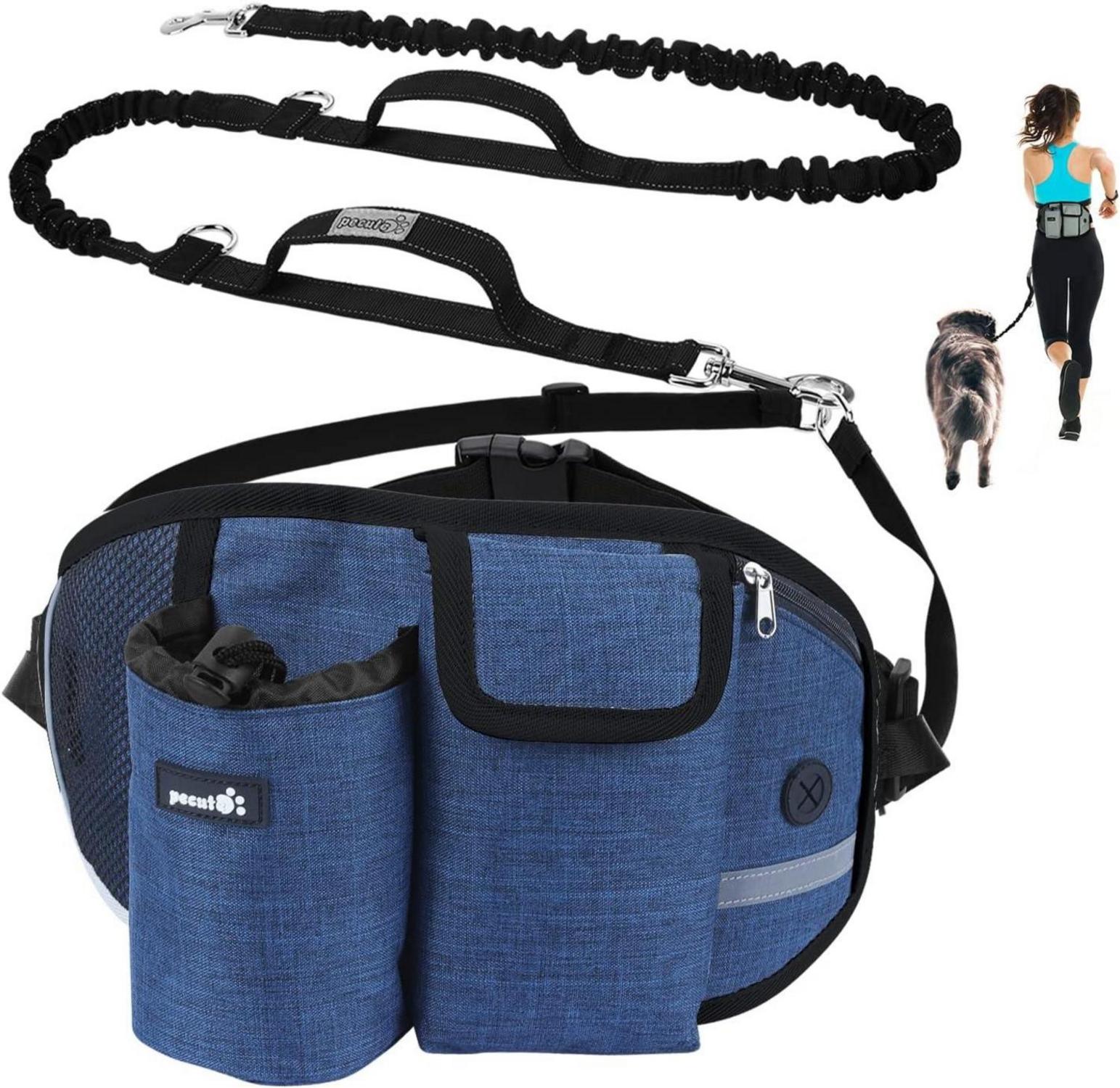 Joggingleine mit Bauchgurt, Laufgürtel für Hunde, Elastische Leine