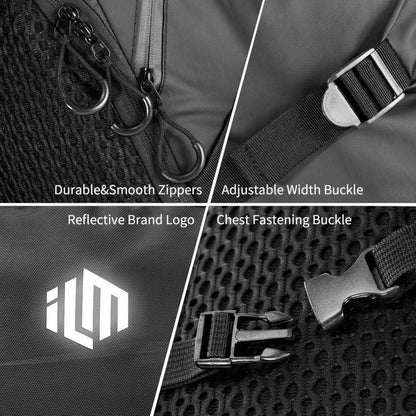 ILM Motorradrucksack Wasserdicht Schwarz Große Kapazität