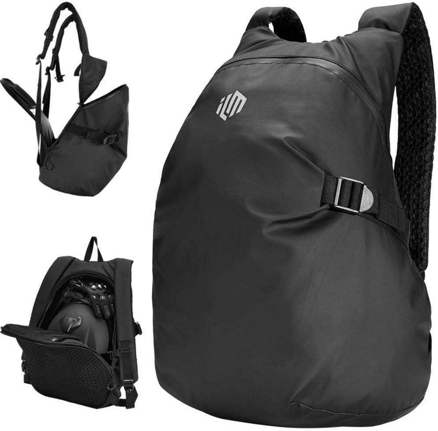 Motorradrucksack Wasserdicht Leichtgewicht Helmrucksack Schwarz