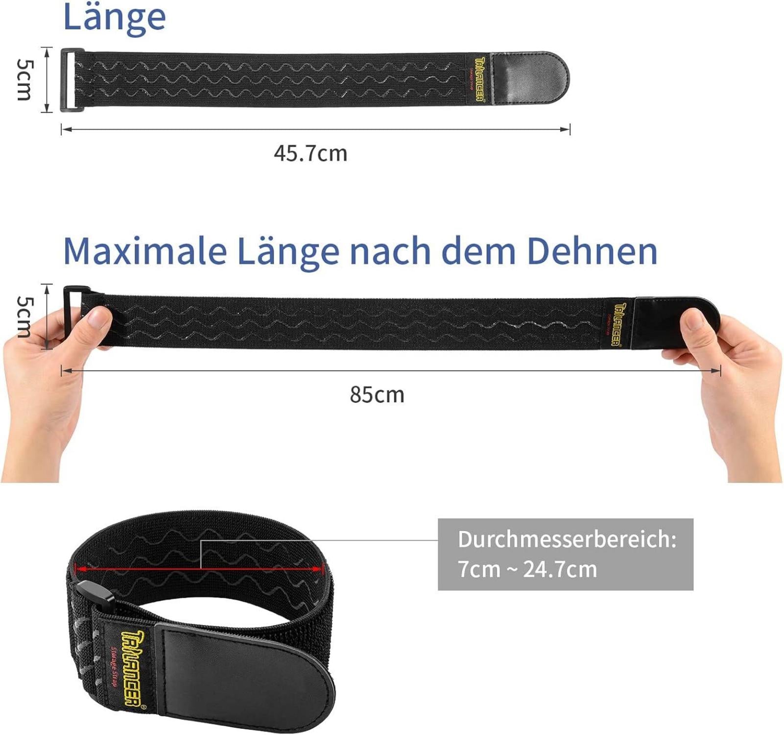 Elastische Gurtbänder 8er-Pack 46x5cm Klettverschlüsse für