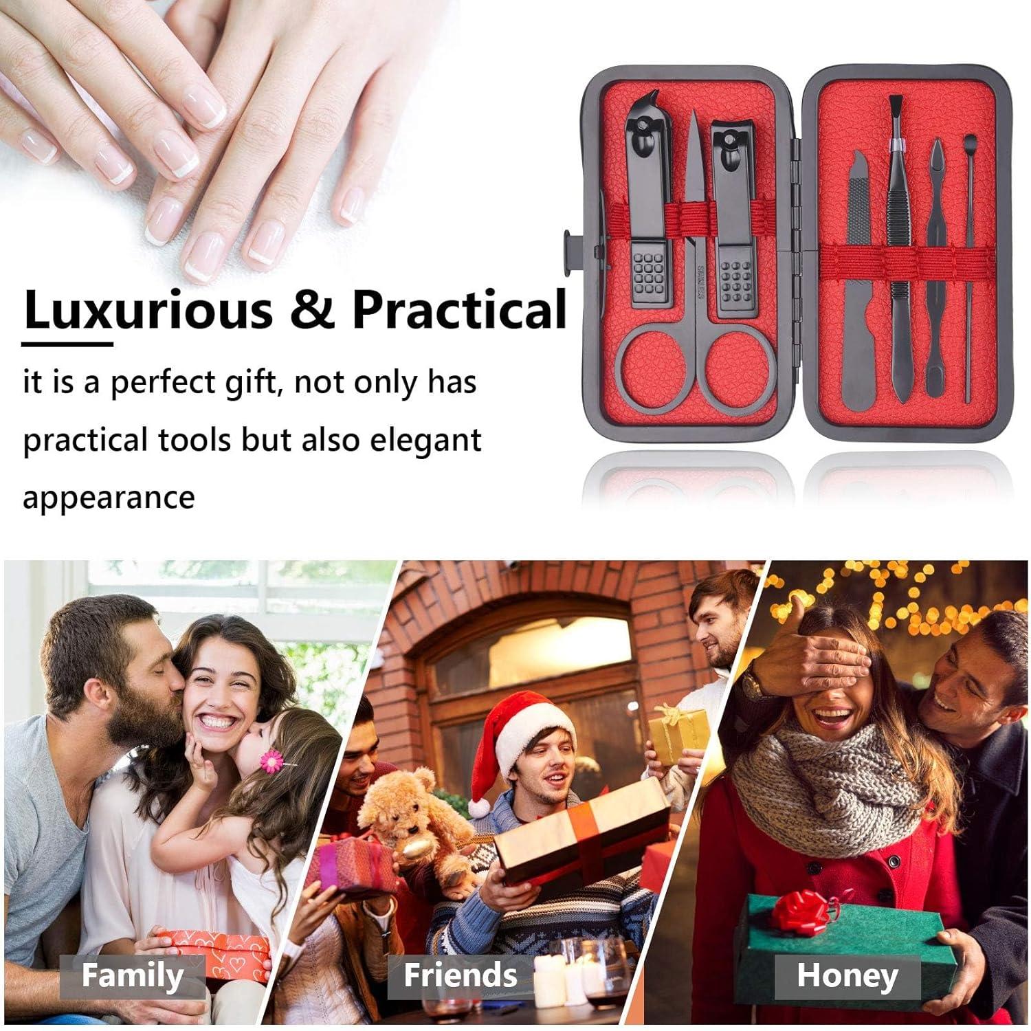 Maniküre Pediküre Set 7-teilig Nagelset Etui Edelstahl Ledertasche