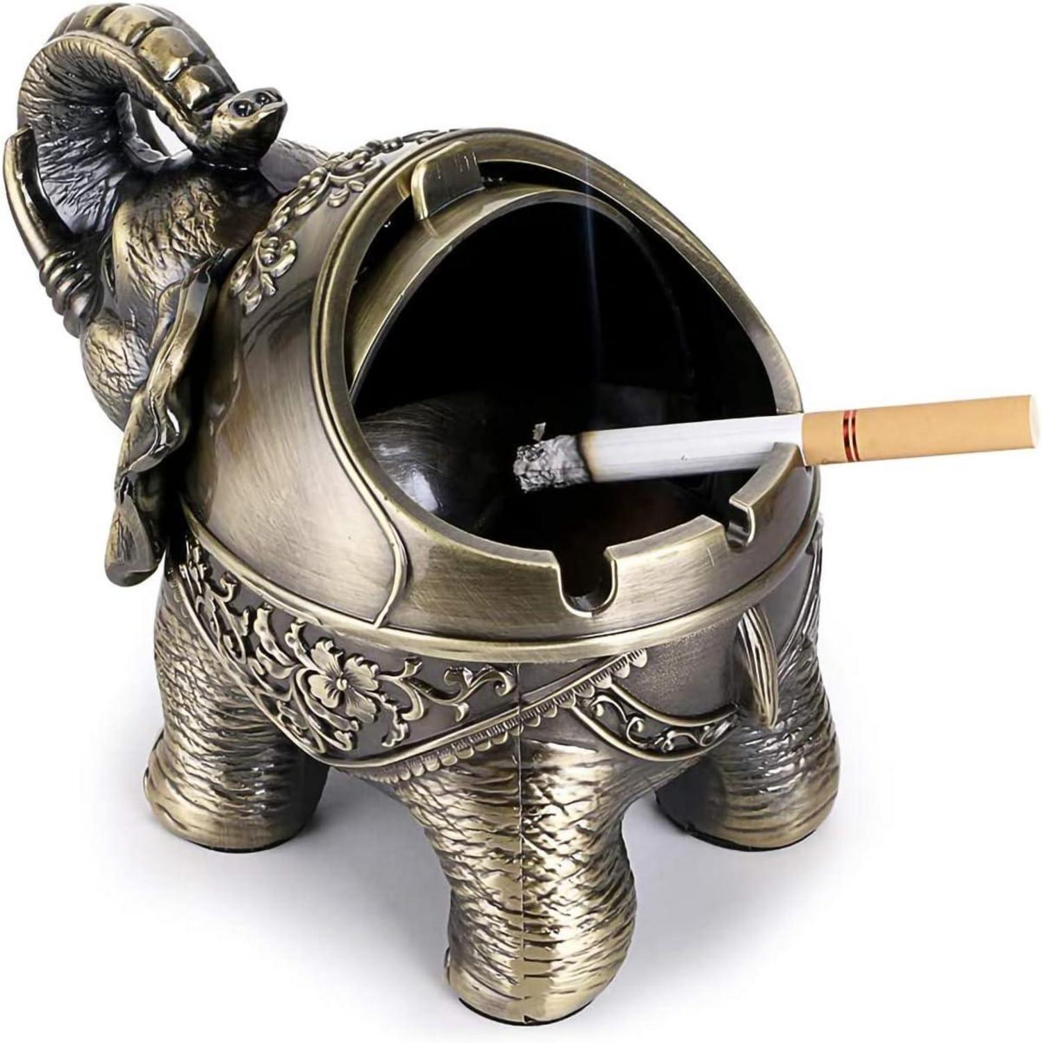 Vintage Elefant Aschenbecher mit Deckel für Drinnen und Draußen