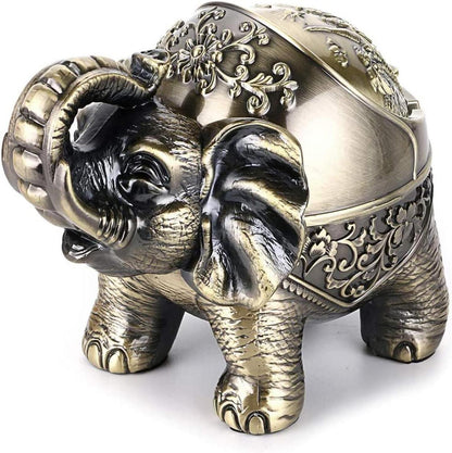 Windfester Vintage Elefant Aschenbecher mit Deckel für