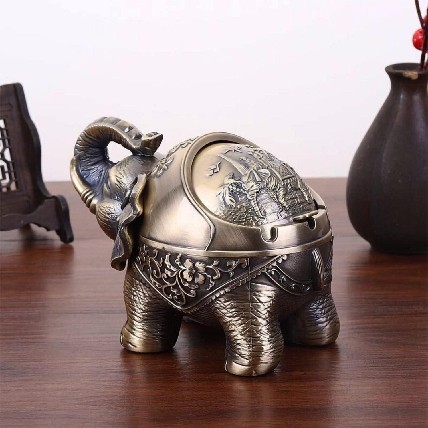 Vintage Elefant Aschenbecher mit Deckel für Drinnen und Draußen