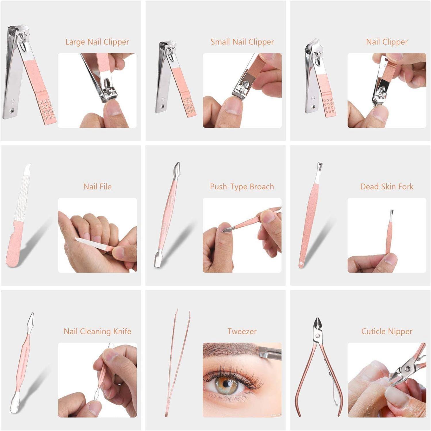 Professionelles Maniküre Pediküre Set Nagelknipser Edelstahl - Roségold