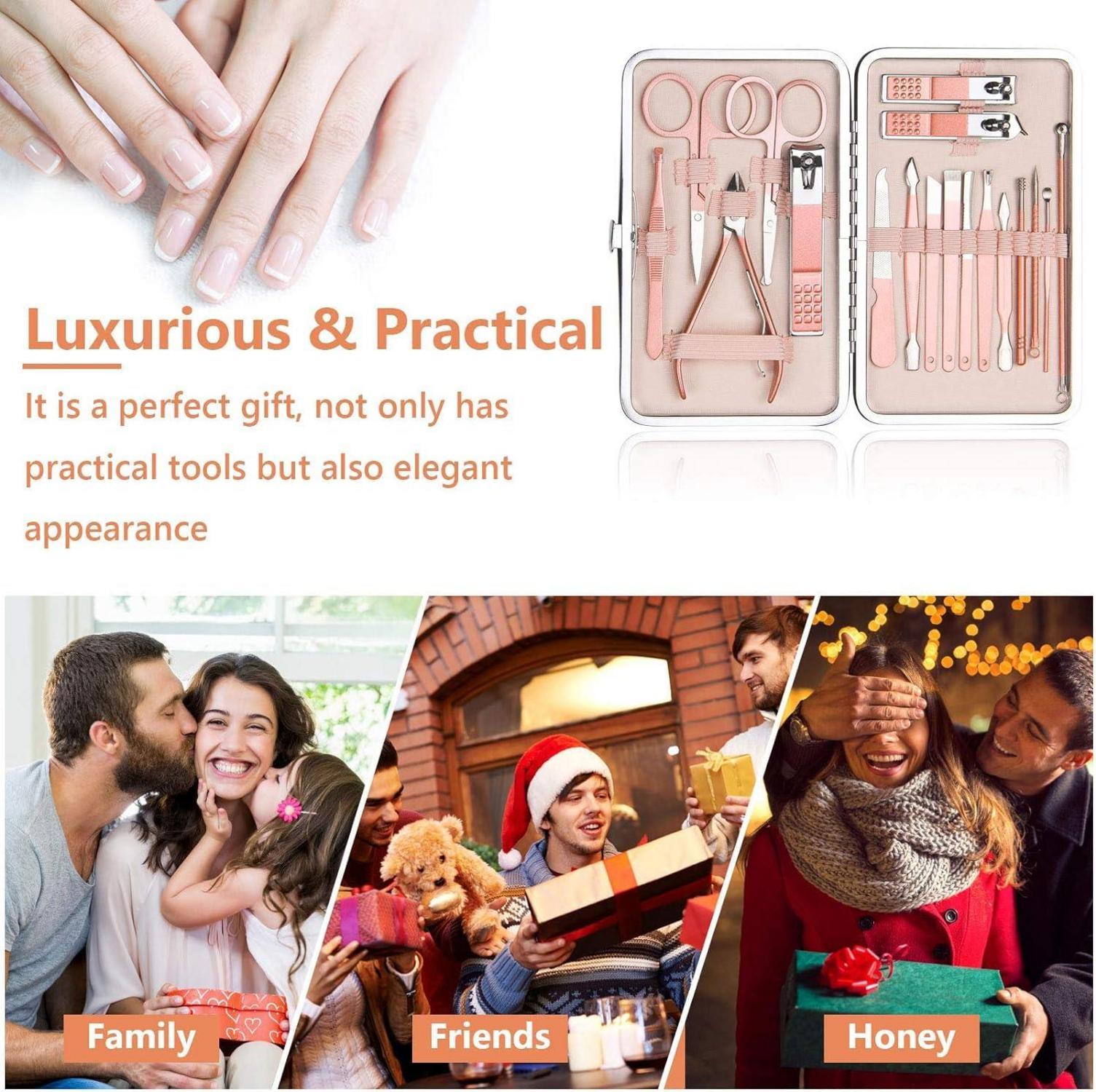 Professionelles Maniküre Pediküre Set Nagelknipser Edelstahl - Roségold