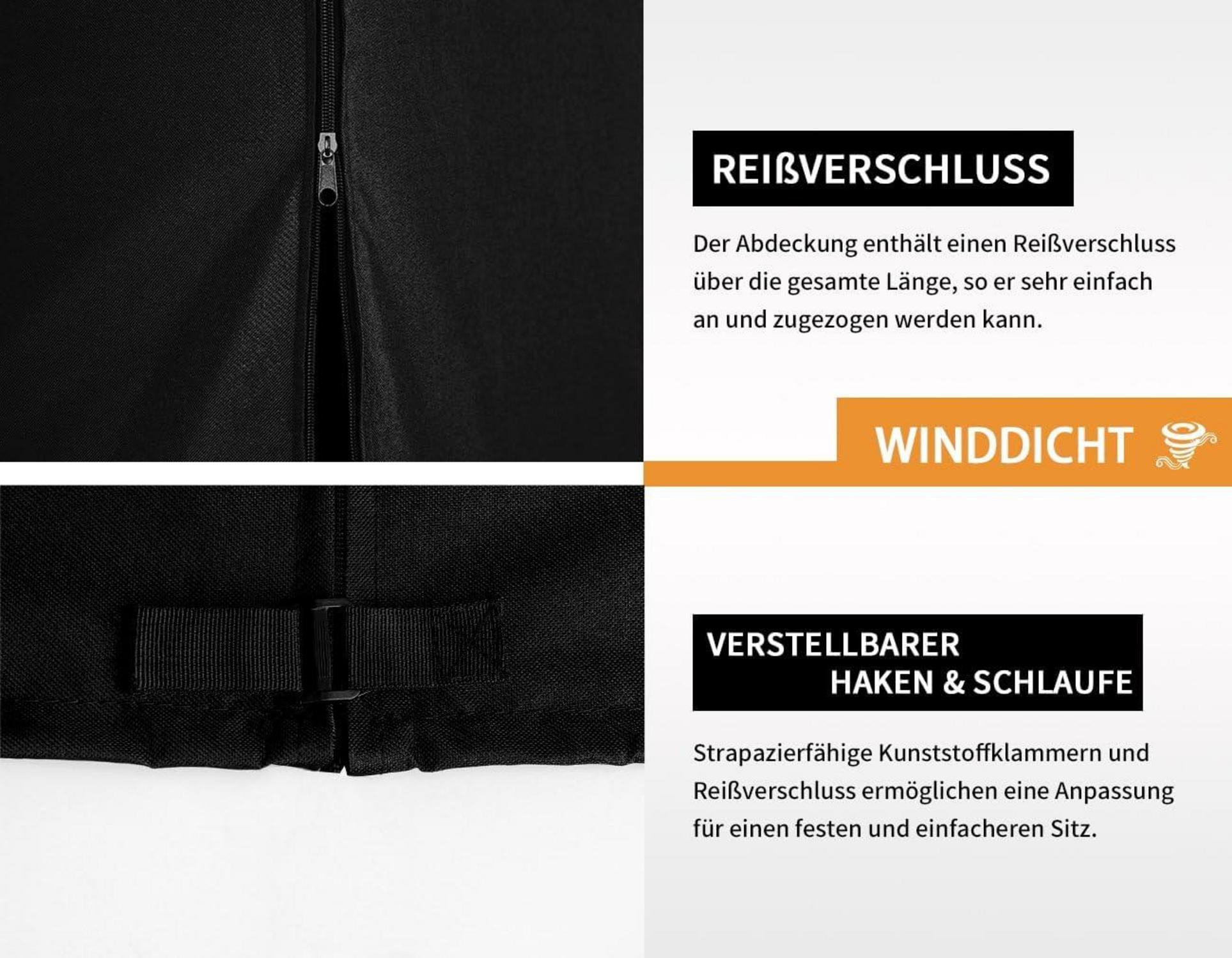 Hollywoodschaukel Abdeckung 3 Sitzer Winterfest Wasserdicht 600D Oxford Schwarz
