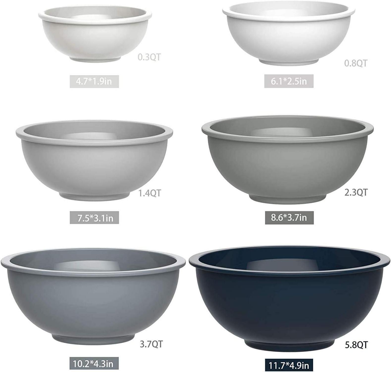 AIKKIL Rührschüssel Set 6-teilig mit Deckel, BPA-frei