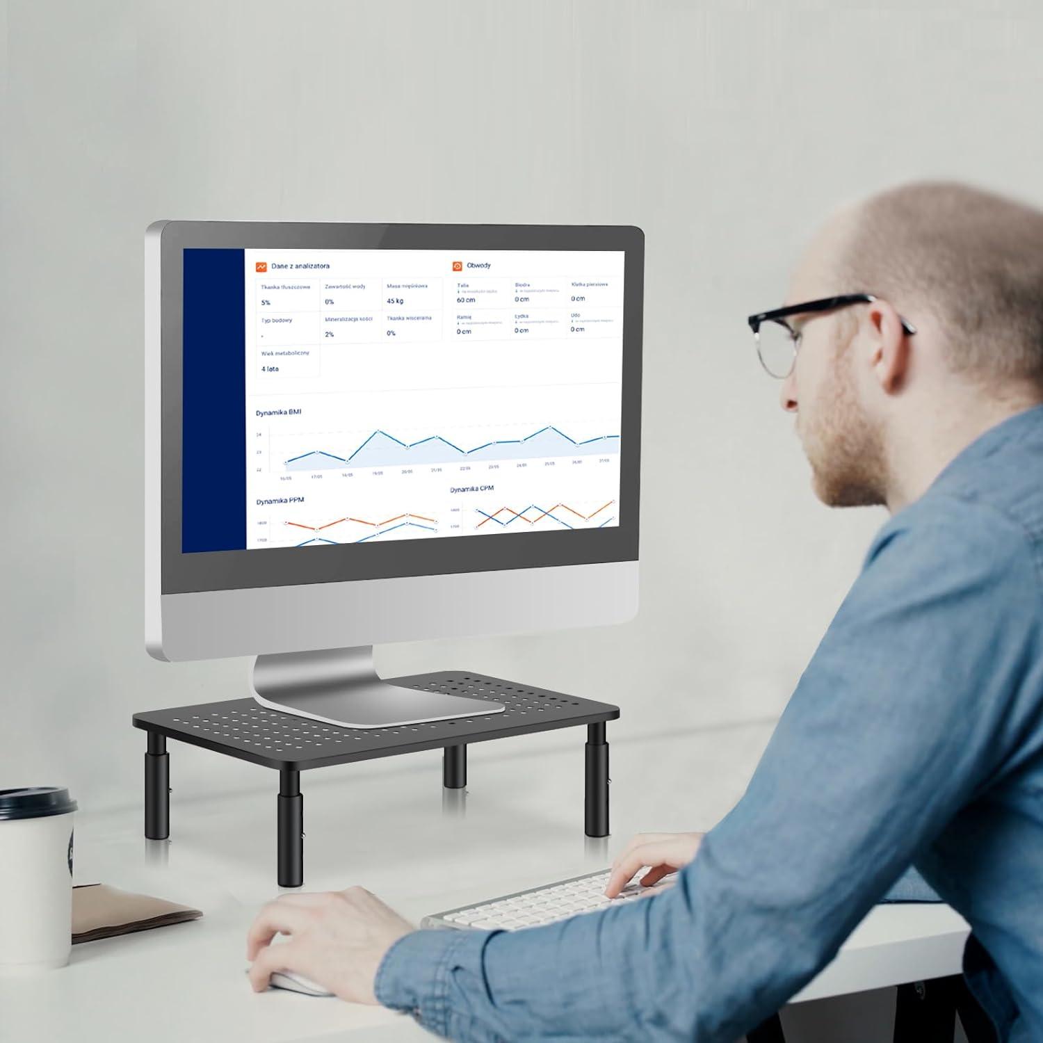 Monitorständer Erhöhung Schreibtisch 3-stufig Schwarz Büro Organizer