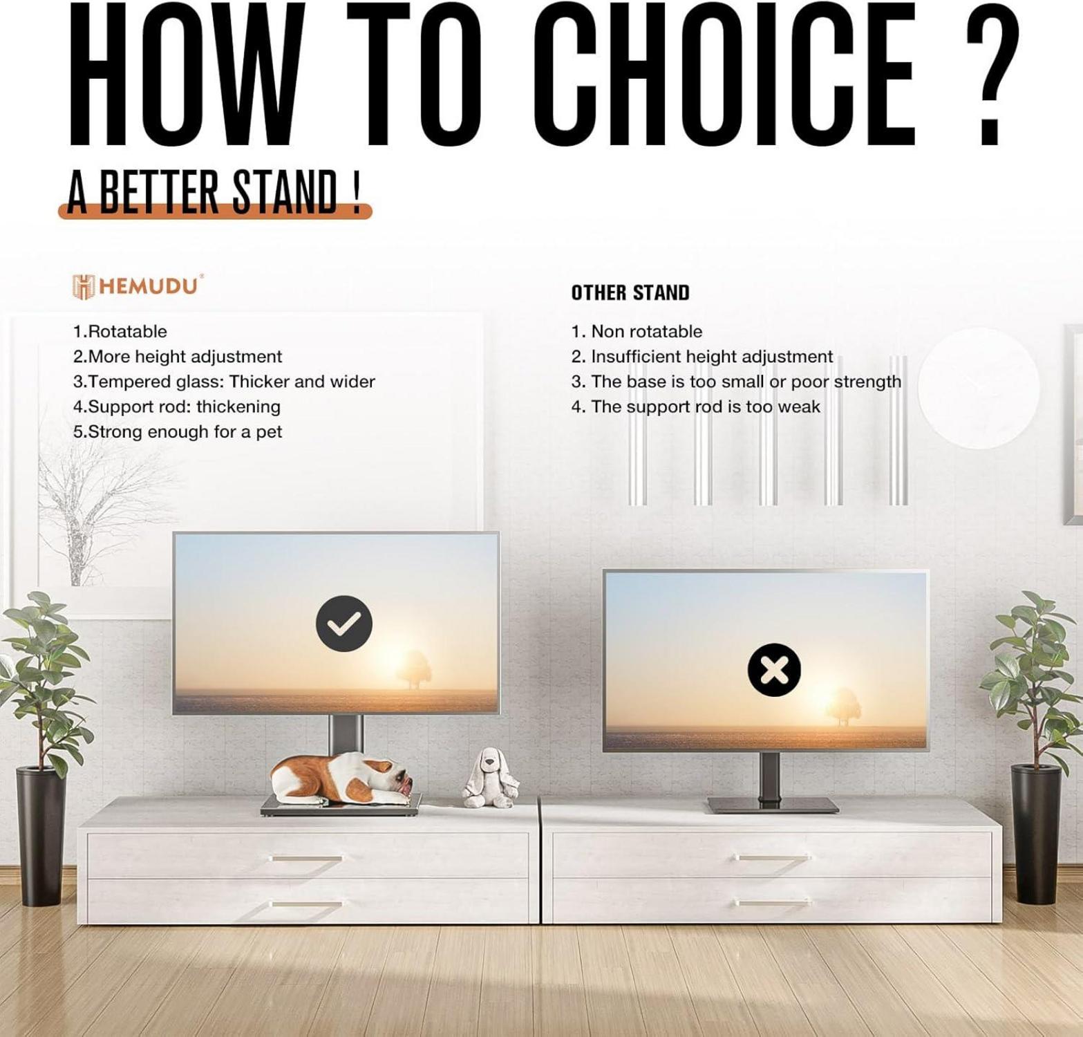 Universal TV-Ständer 27-60 Zoll höhenverstellbar gehärtete Glasplatte 40 kg VESA 100x100-400x400 Kaufland