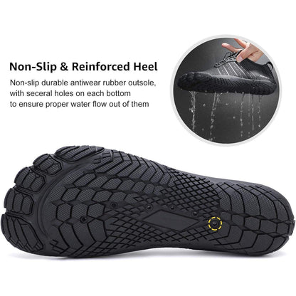 Aqua Schuhe Herren Damen Barfuß mit Drainage Schwarz