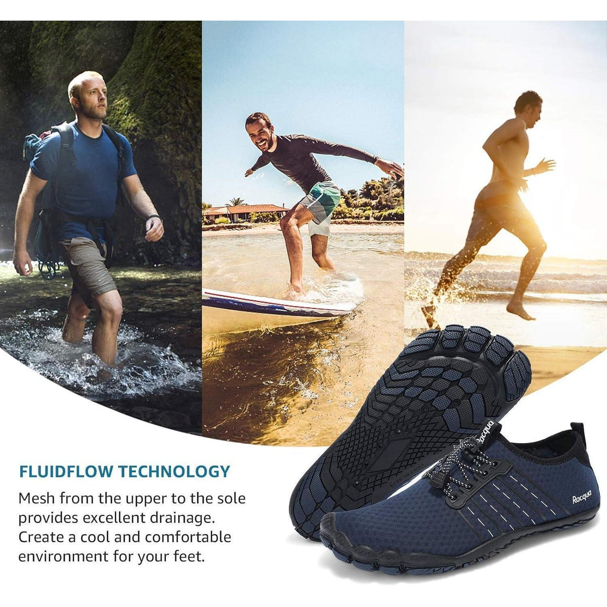 Aqua Schuhe Herren Damen Blau Schnelltrocknend Barfußgefühl