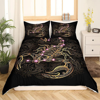 Exotischer Bettbezug Set Schwarz Gold Mandala Retro Stil 220x240