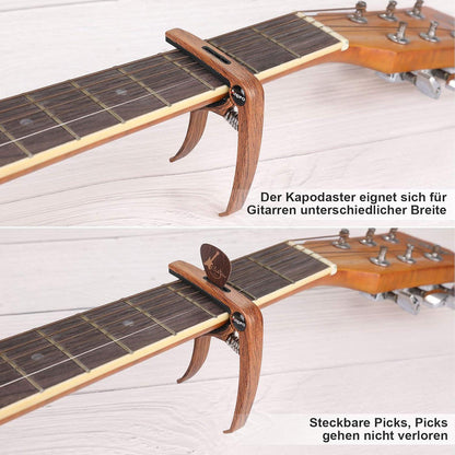 Gitarre Kapodaster mit 6 Plektrum Picks für Akustik- und E-Gitarre