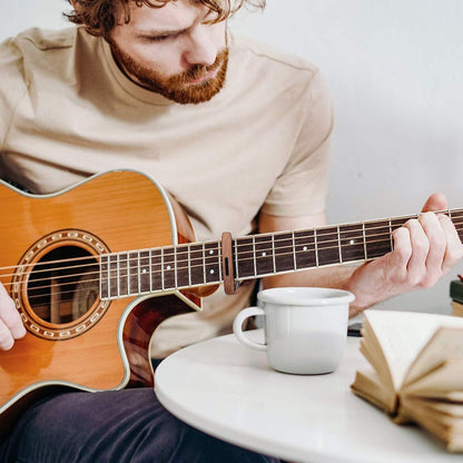 Anpro Gitarre Kapodaster mit 6 Plektron Picks Holzfarbe Deluxe