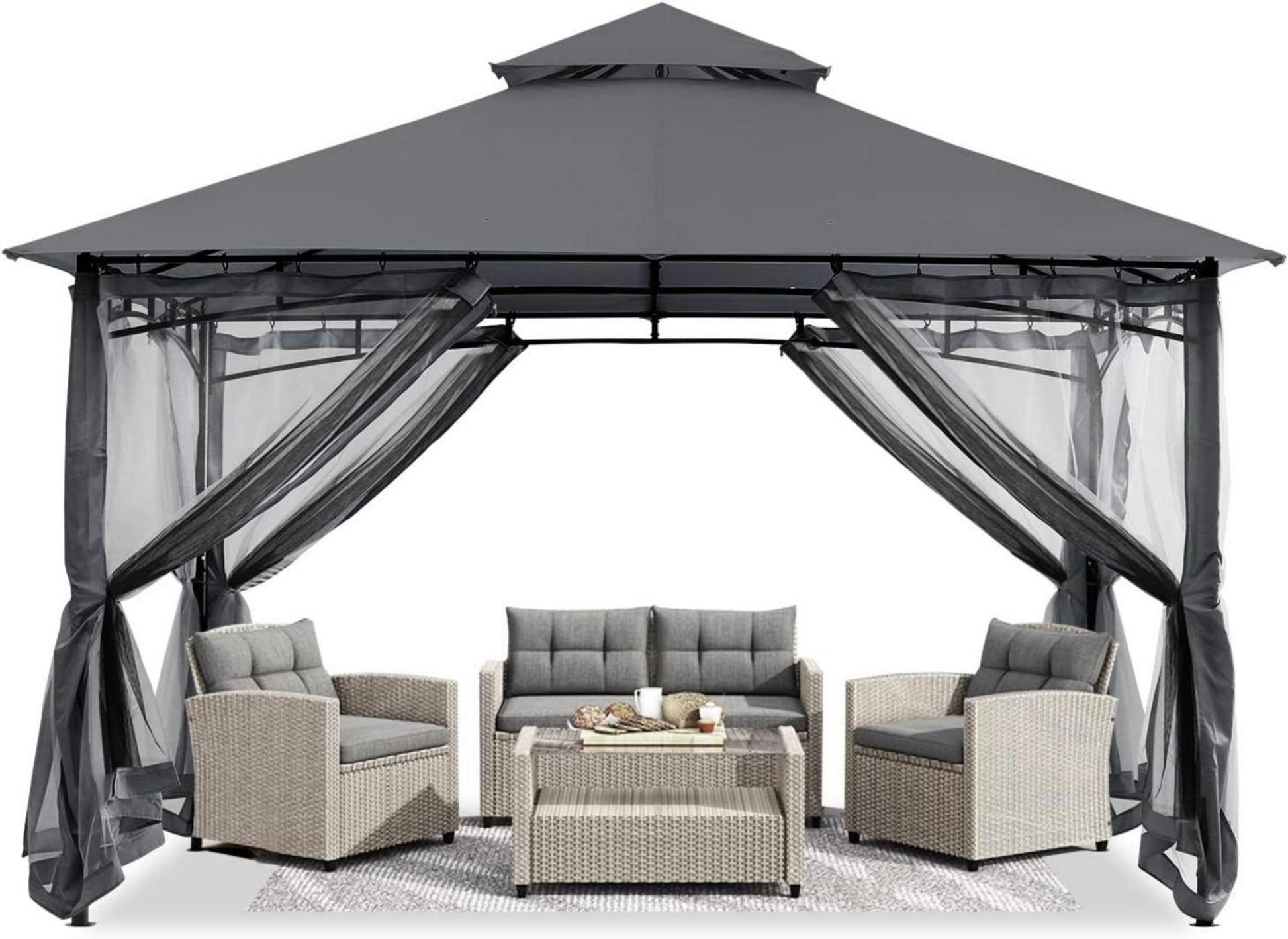 ABCCANOPY Pavillon 2.5x2.5m Wasserdicht Stabil Winterfest mit Netz