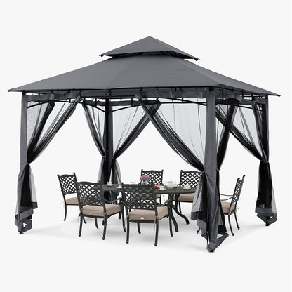 ABCCANOPY Pavillon 2.5x2.5m Wasserdicht Stabil Winterfest mit Netz Grau