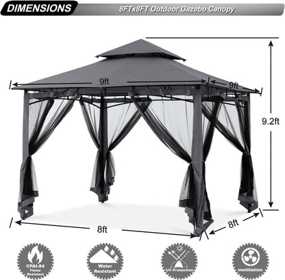 Pavillon 2.5x2.5m Wasserdicht Stabil Winterfest Partyzelt Grau