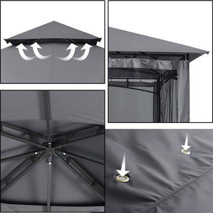 Pavillon 2.5x2.5m Wasserdicht Stabil Winterfest Partyzelt Grau
