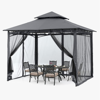 ABCCANOPY Pavillon 2.5x2.5m Wasserdicht Stabil Winterfest mit Netz Grau