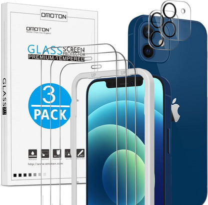 Schutzfolie für iPhone 12 mit Rahmen-Installationshilfe und Kamera