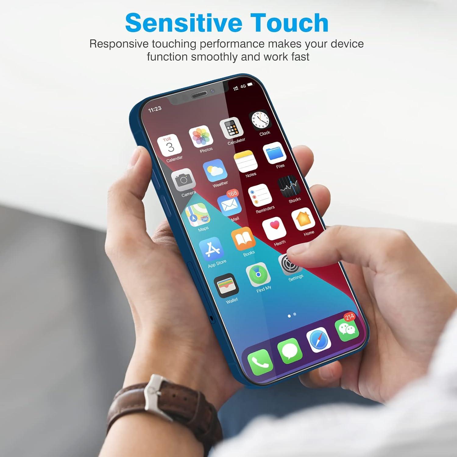 OMOTON iPhone 12 Schutzfolie [3+2 Stück] Bläschenfrei 9H Härte - Kamera Glasfolie HD-Klar 6,1 Zoll