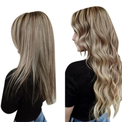 Echthaar Haarverlängerung Blond Braun mit Draht 50cm