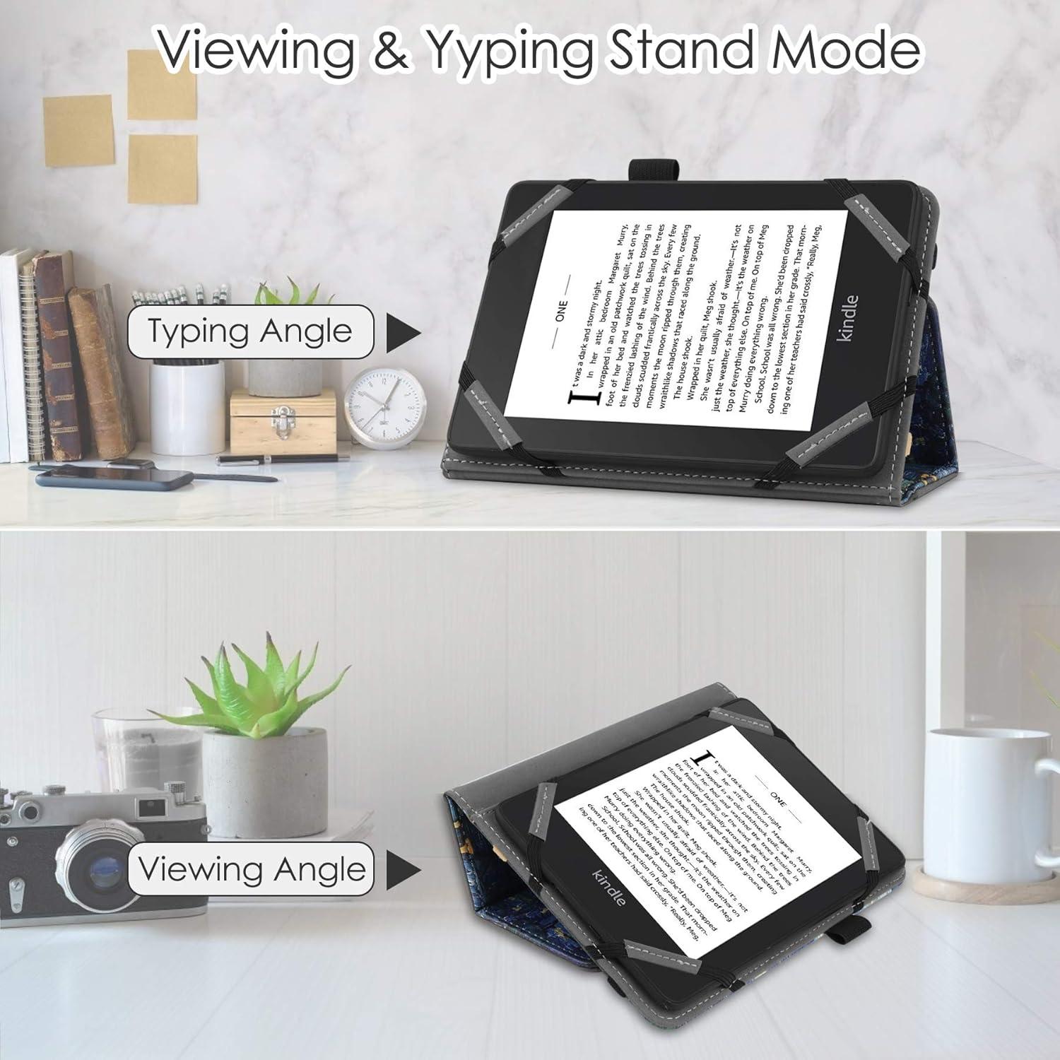 E-Reader Hülle für 6 Zoll Geräte, Folio Schutzhülle mit Handschlaufe